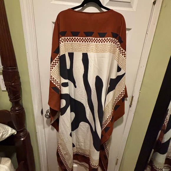 Viral H&M Limited Edition Printed Kaftan Dress (Rust red/Patterned) Sz Large - Picture 9 of 10